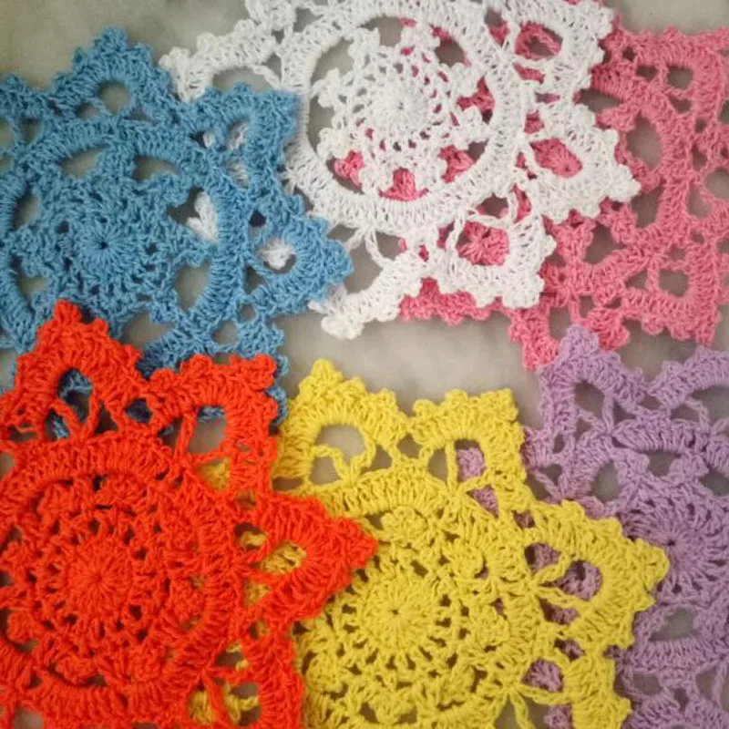 Table decoration and accessories Round cotton table place mat Cloth crochet placemat Christmas flower coaster handmade kitchen