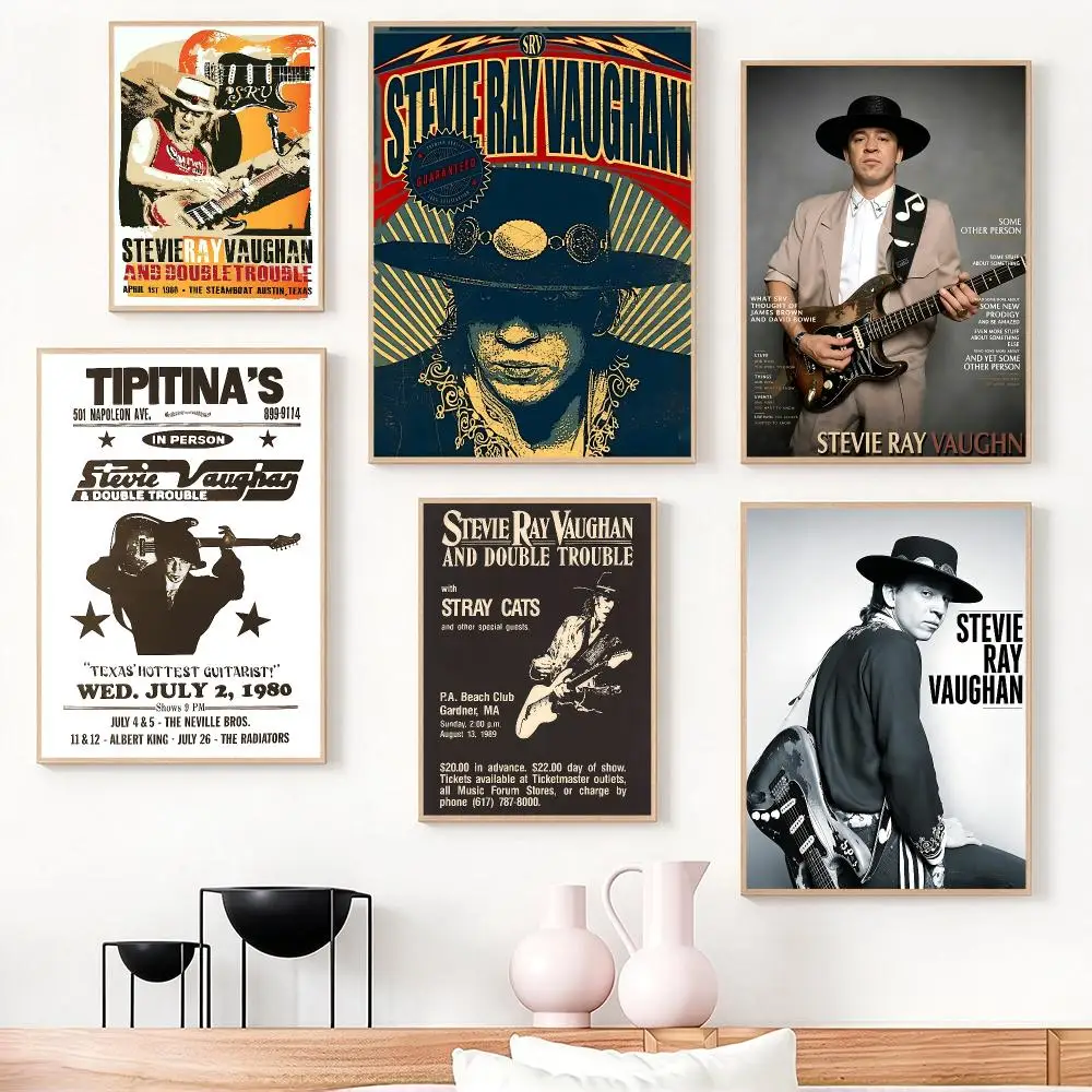 music Stevie Ray Vaughan Poster Poster HD Frameless Creamy Style Home Decor Wall Art for Living Room Bedroom Gift