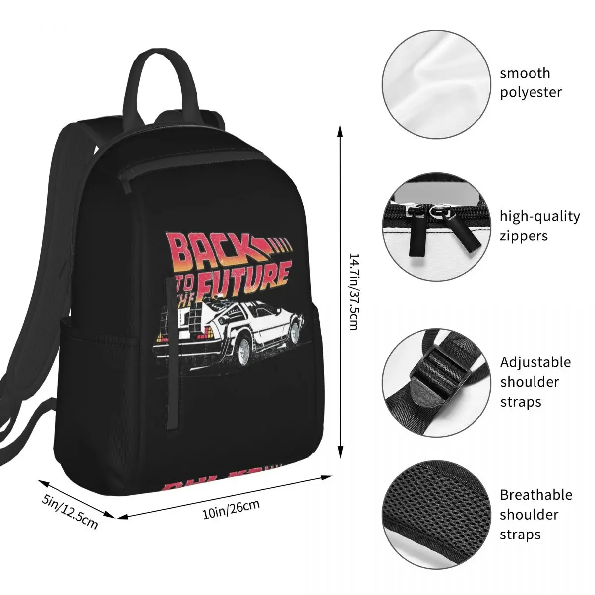 Back To The Future Movie Logo (4) Backpack Student BookBag Boys Girls School Bag Laptop Shoulder Bags Men Women