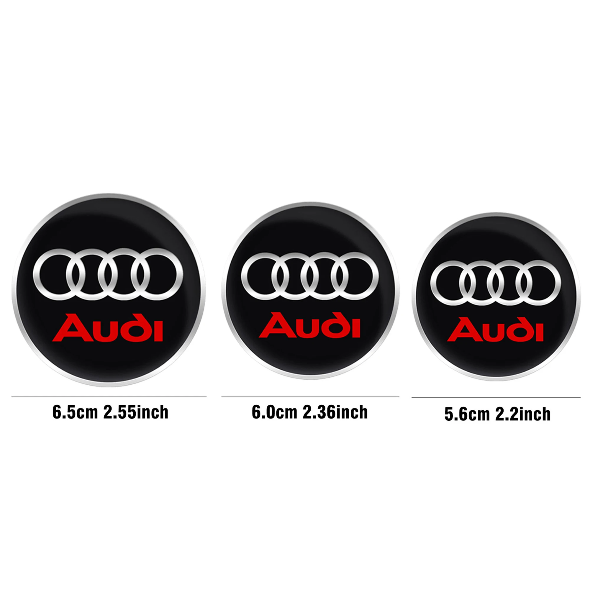 56/60/65mm Car Emblem Wheel Hub Caps Stickers Hubcap Badge Decals Decoration for AUDI S RS A4 B5 B6 A3 8V A5 A6 Q7 A7 A8 Q3 Q5 R