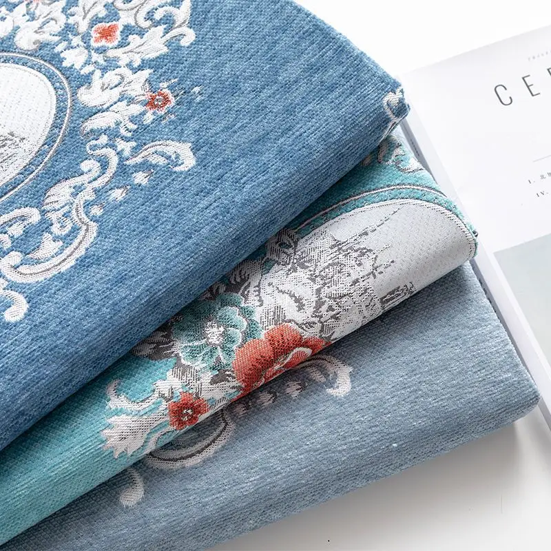 النمط الأوروبي الشنيل النسيج الجاكار زهرة بالمتر ل مفرش المائدة الستار أريكة غطاء الوسادة Diy بها بنفسك الخياطة القماش سميكة الأحمر