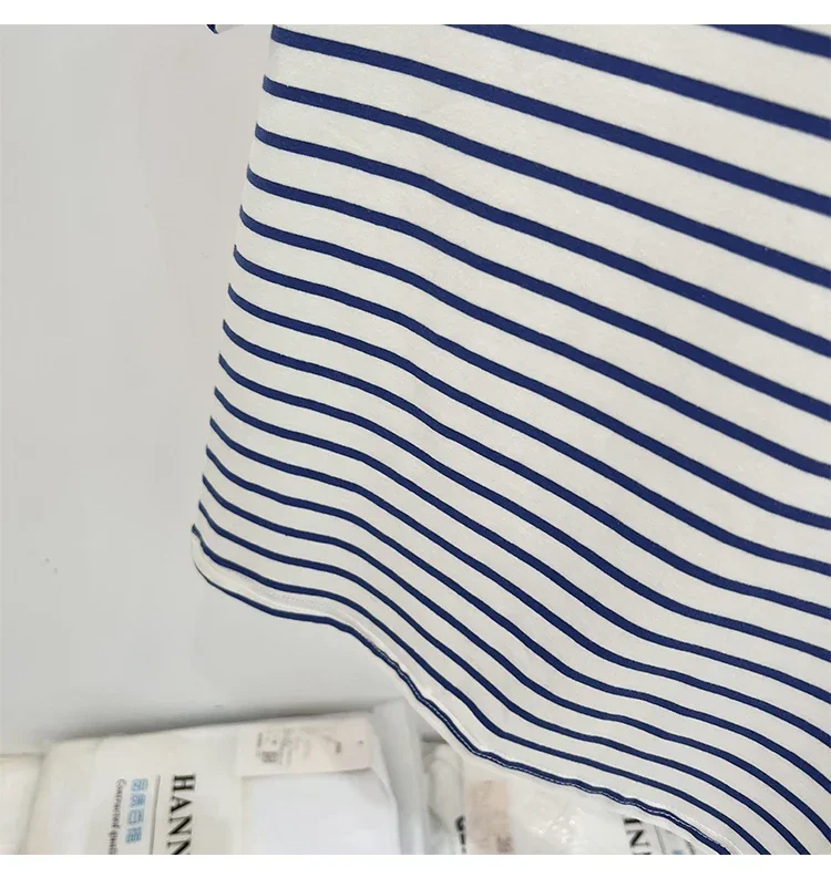 Gestreiftes Kurzarm-Damen-T-Shirt 2026 Sommer Neuheit Baumwolle Lässig Vielseitig Schlanke Passform Modische Oberteile Farbblock-Shirt – Detail 7