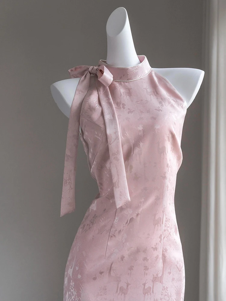 

Pink Engagement And Wedding Dr Women's New Chinese Sle Bride Gown Sensual Elegance Mid-Waist Floor-Length