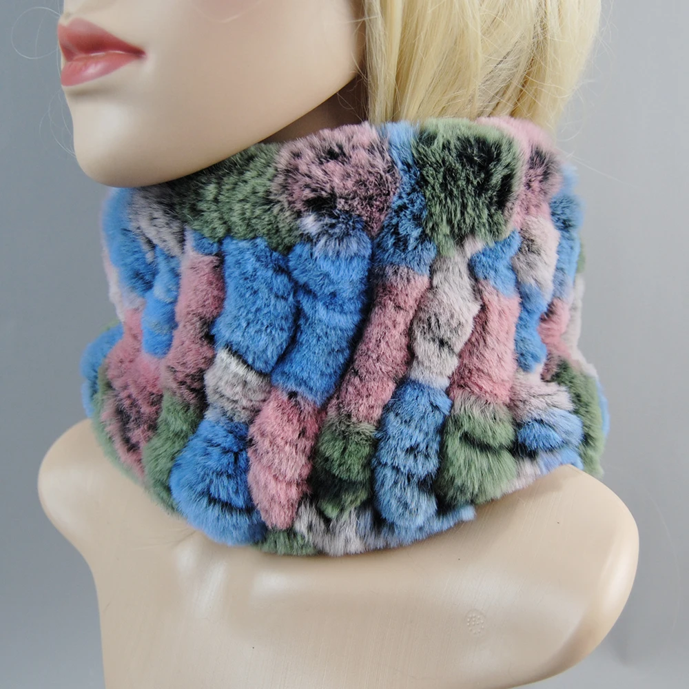 2026 Hot Sale Knitted Genuine Rex Rabbit Fur Ring Scarves Women Real Rex Rabbit Fur Headbands Girls Luxury Lovely Real Fur Scarf