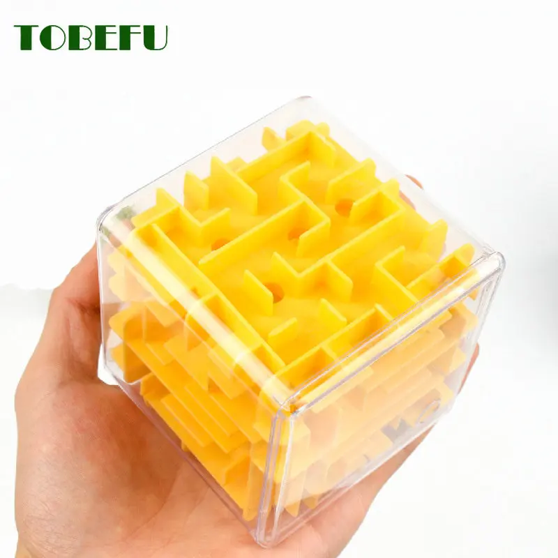 TOBEFU 3D Maze Magic Cube Transparent Six-sided Puzzle Speed Cube Rolling Ball Game Cubos Maze Toys for Children Educational