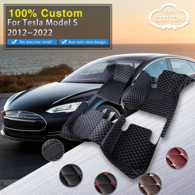 Complete RHD Car Mats For Tesla Model S 2012~2022 Luxury Carpet Auto Interior Parts Floor Pad Leather Mat Set Car Accessories Wa