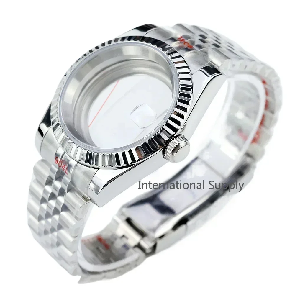 

Transparent atch Case + Strap 39mm Stainless Steel Shell for NH35/NH36/NH34/NH38 Movement Watch Cover Watchband