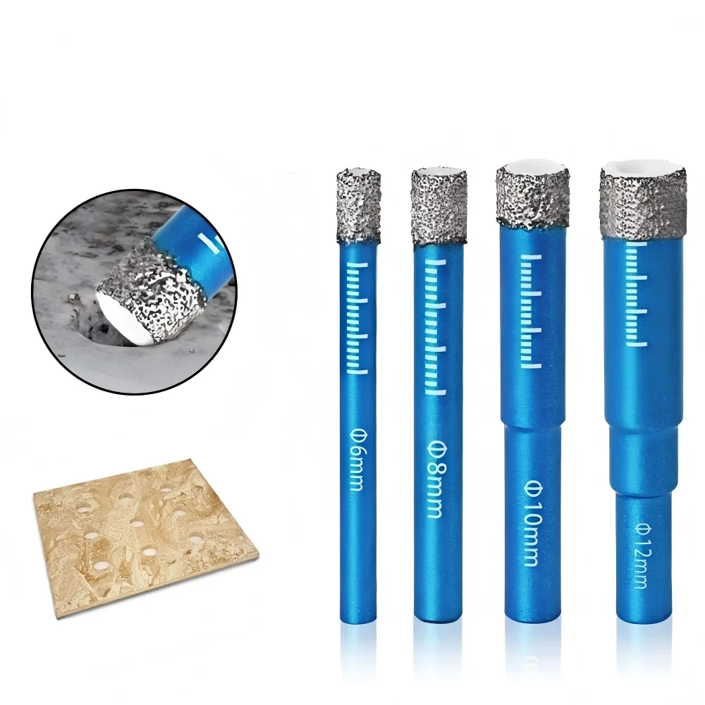 

1/4/6PCS Diamond Drill Bit with Built-in Cooling Wax, Round Shank Hole Saw for Tile, Marble, Ceramic, Glass & Concrete Drilling