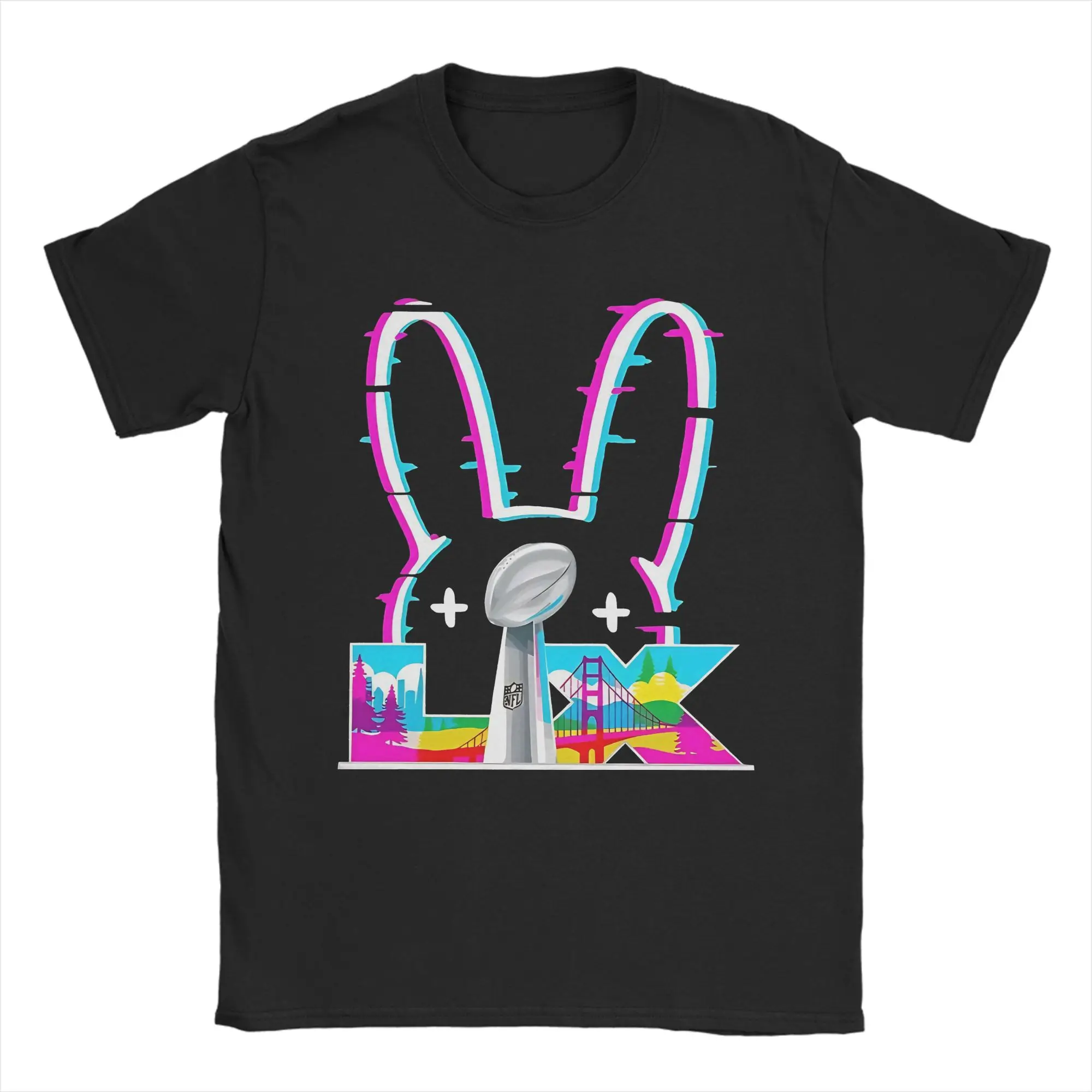 Puerto Rico Bad Bunny Debi Tirar Mas Fotos T-Shirt aus Reiner Baumwolle Kurzarm-Rundhals-T-Shirt Übergrößen-T-Shirt