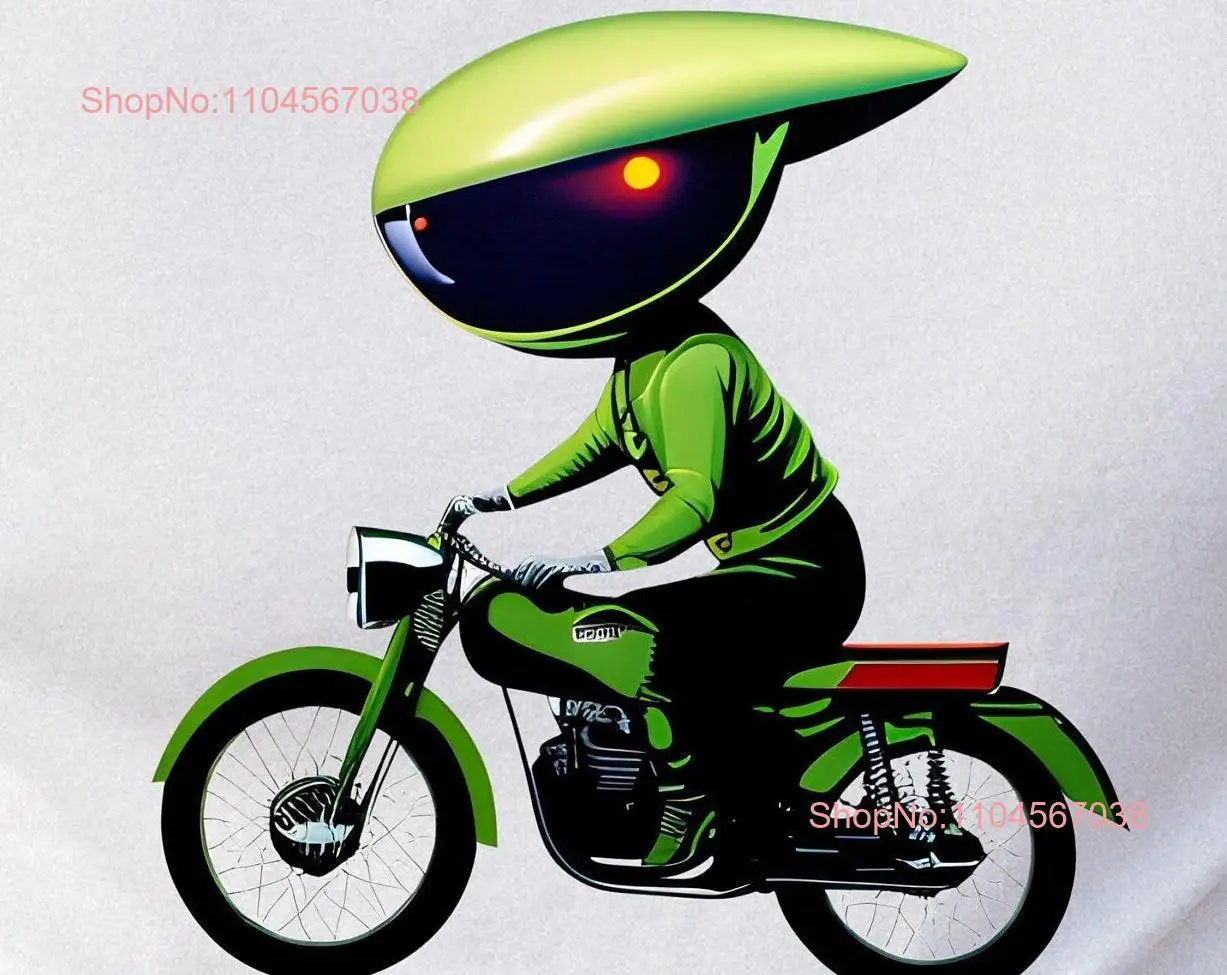 

Футболка Alien на мотоцикле Biker Green Little Man с длинными или короткими рукавами