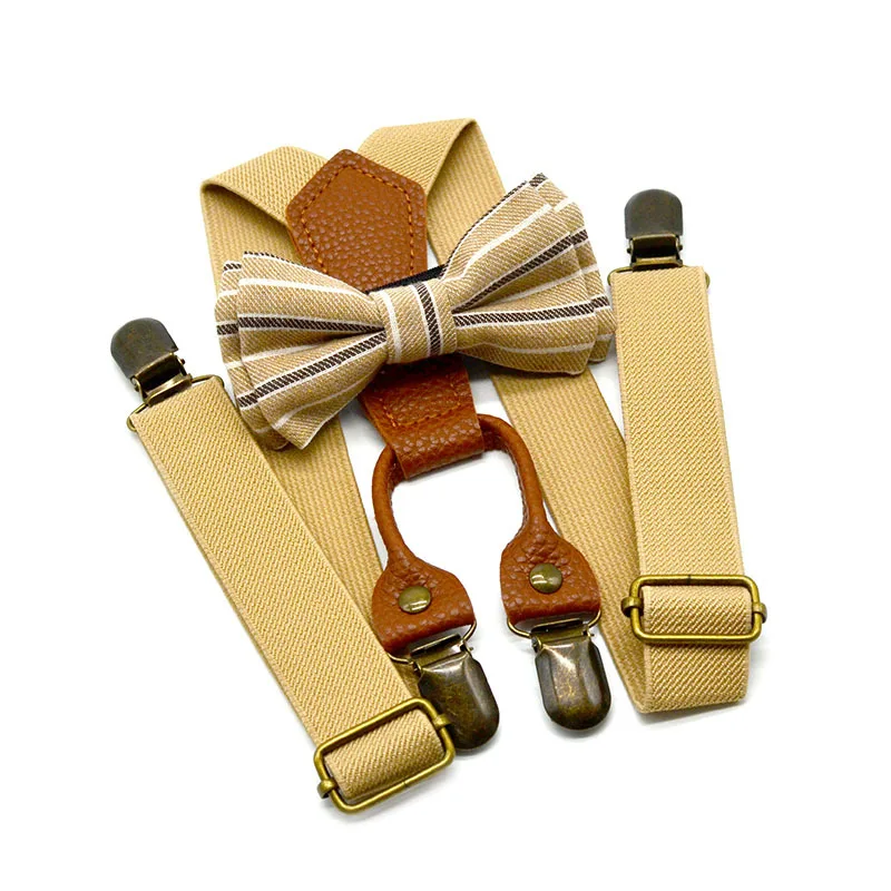 

Suspenders With Bow Tie Boys Girls Suspenders Braces Set Vintage Y Back 4 Clips Fashion Party Unisex Pants Strap 65*2.5cm