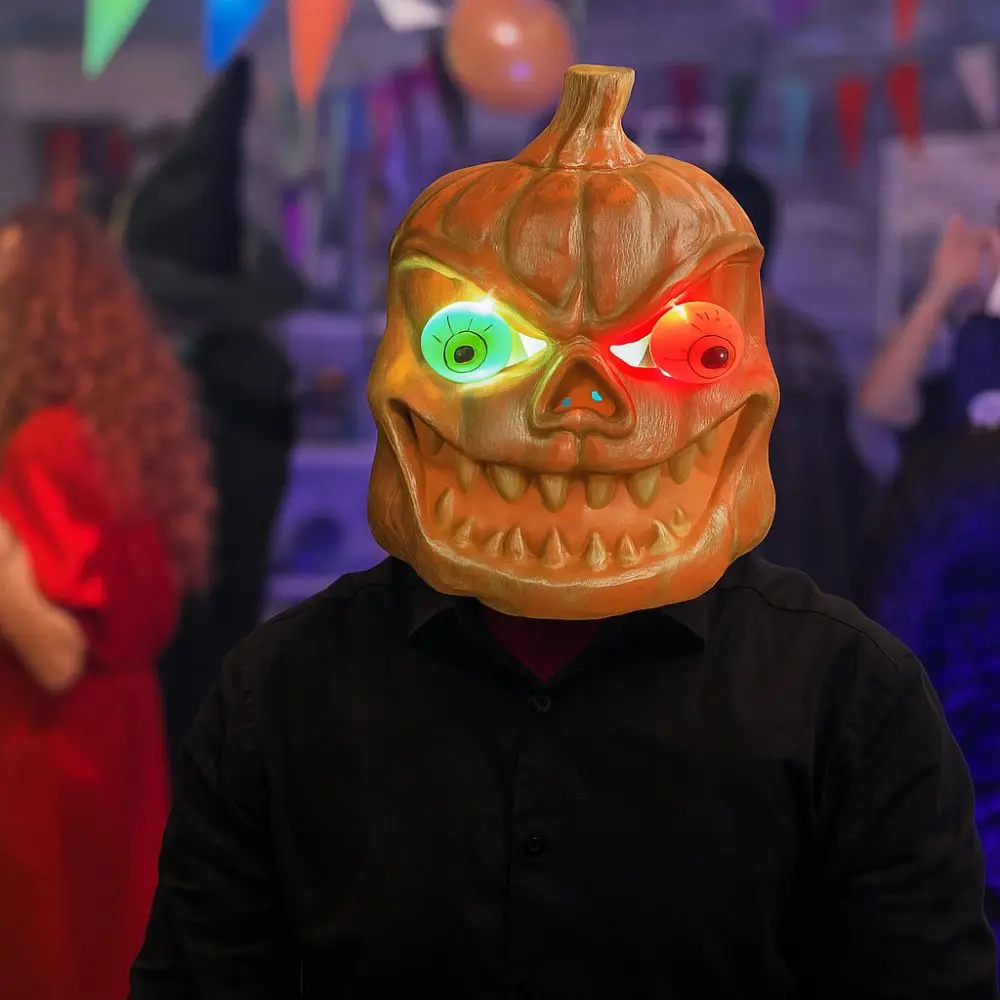 

Funny Orange Halloween Pumpkin Mask Trick or Treat Novelty Style Pumpkin Headwear Breathable Pumpkin Headgear Birthday Party