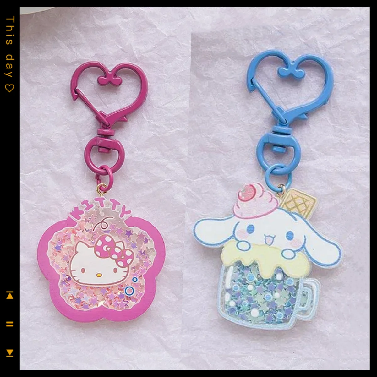 かわいいハローキティクロミアニメ周辺グッズサンリオキーホルダー手作りアクリルバッグキーホルダーシェイカーボトル女性誕生日プレゼント