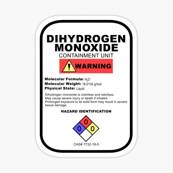 Dihydrogen Monoxide  5PCS Stickers for Living Room Cute Print Bumper Anime Art Kid Cartoon Stickers Decorations Home Car Decor