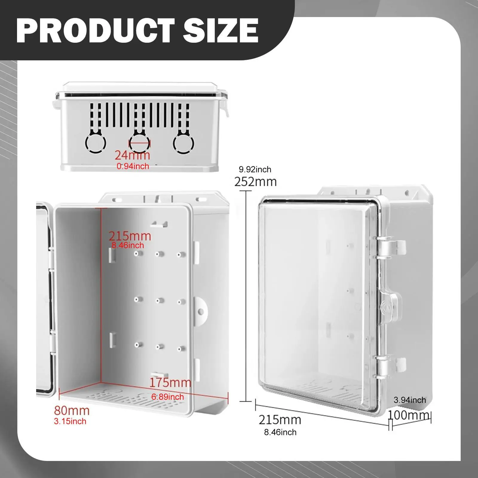 Electrical Enclosure Box Waterproof Junction with Clear Cover Dustproof Distribution Case for Garden Yard Workshop Utility Room