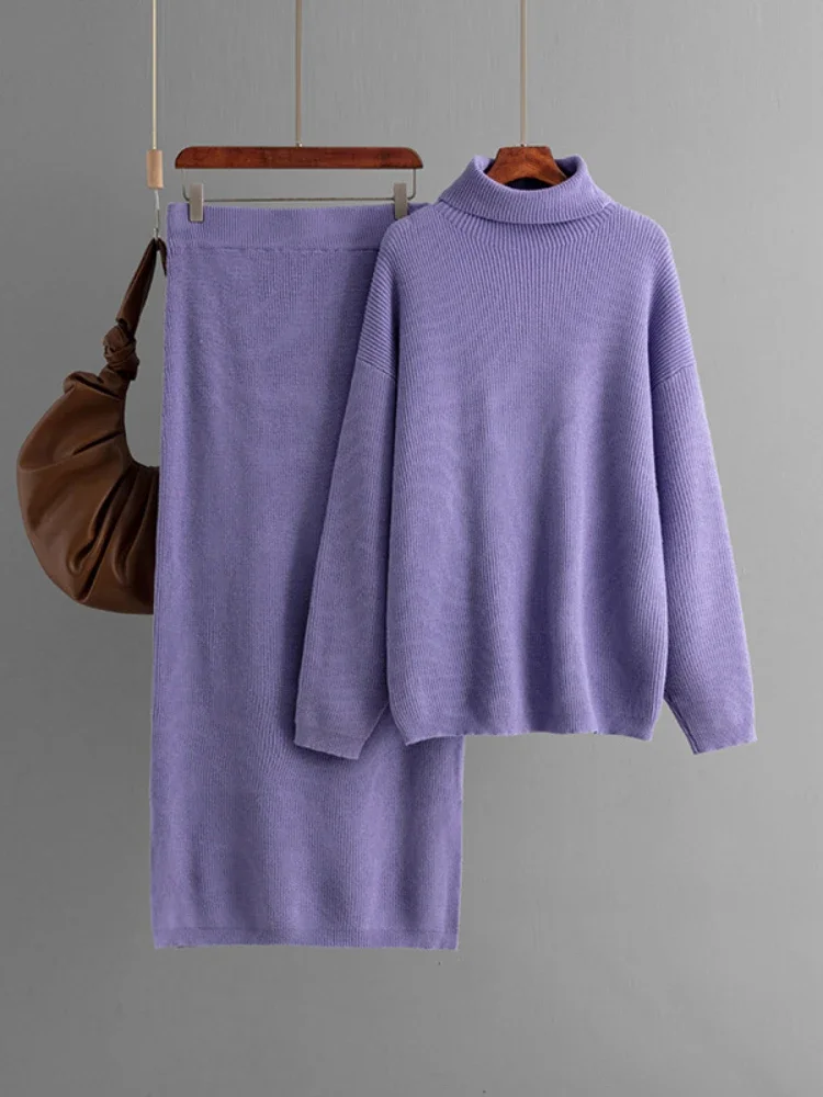 Autumn Winter Women's Pullover Sets for Women Sweater 2 Pieces Appropriate Split Knit Elegant Women's Long Sleeve Tops Pant Sets