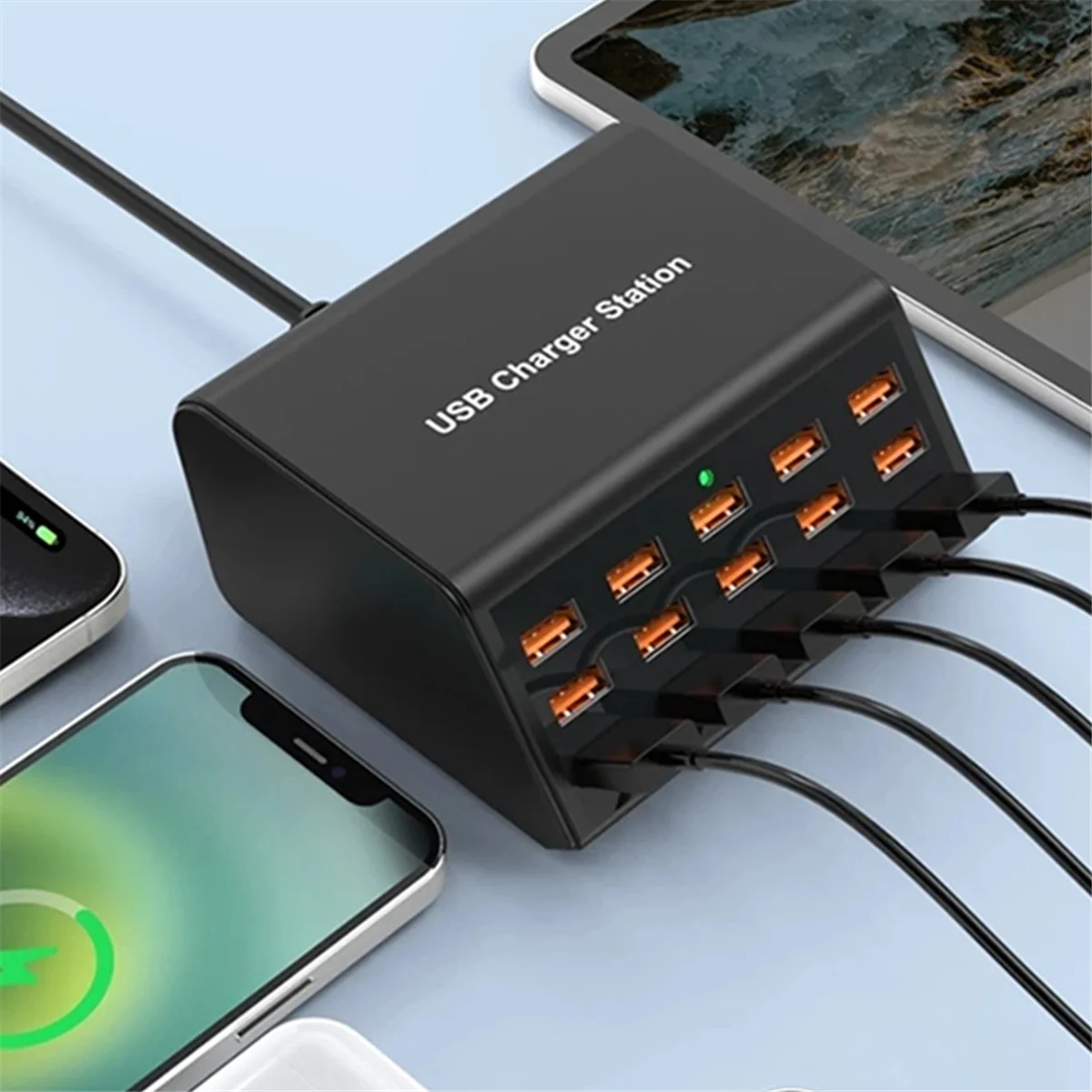 AA87100W Desktop Universal USB Ladegerät 15 Ports USB Schnelle Ladestation für Ipad Iphone 15 14 13 Pro für Samsung EU Stecker