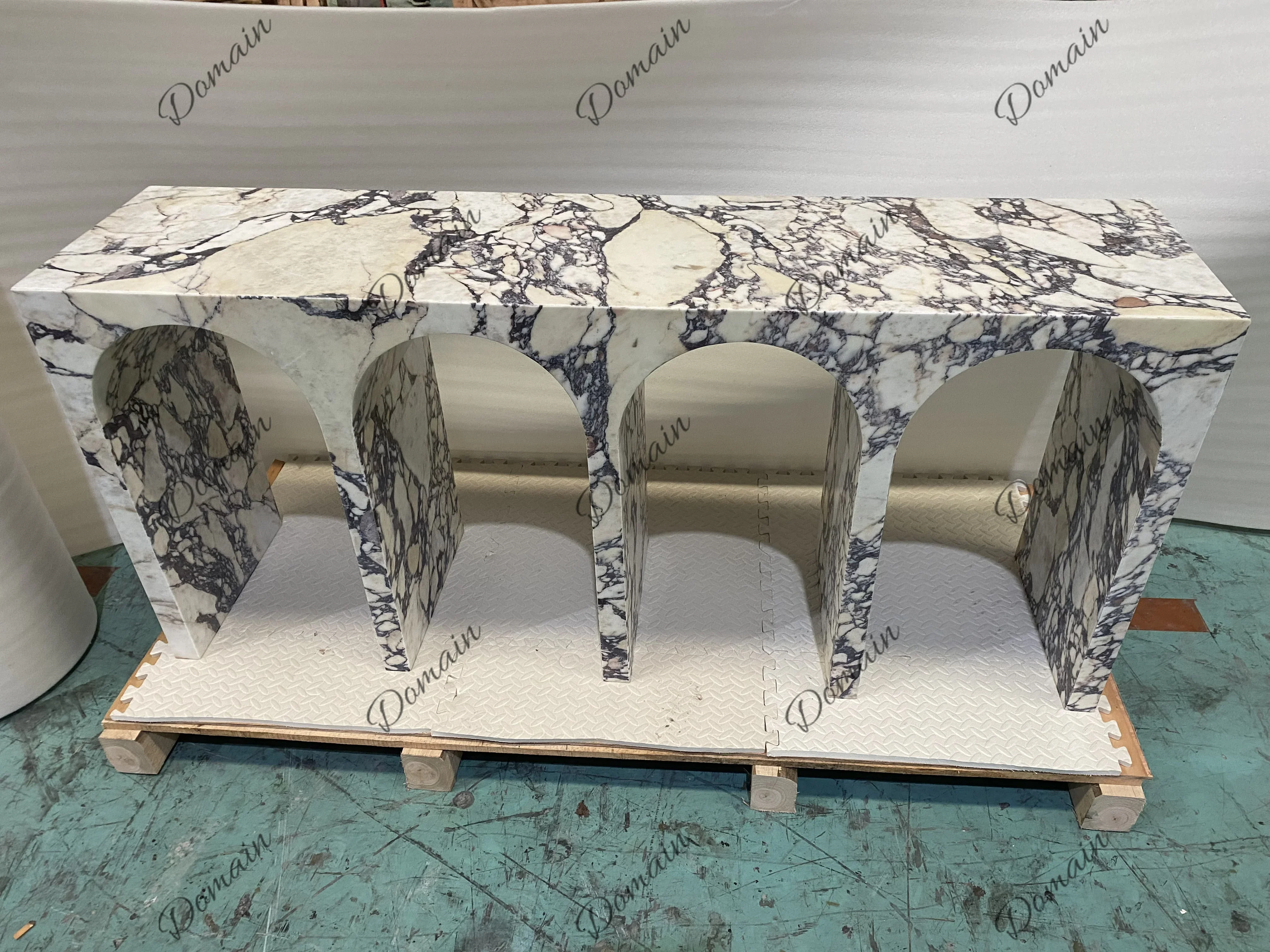 VFR Modern Stone - Arch Entrance Passage Viola Marble Decoration Corridor Entrance Console Table