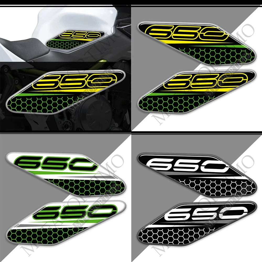 For Kawasaki Ninja 650 Z Z650 VERSYS Protector Tank Pad Decals Gas Fuel Oil Kit Knee Fish Bone Emblem Badge Logo