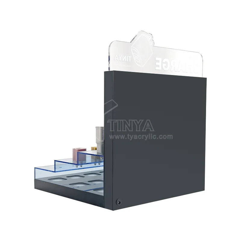 custom.Custom Make Professional Portable Acrylic Table Display Shelf Mobile Cellphone Accessories Type-C Function & PD