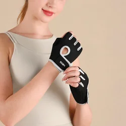1 Pair Unisex Adjustable Sports Gloves with Anti-slip Silicone Dots for Weightlifting Cycling Squat