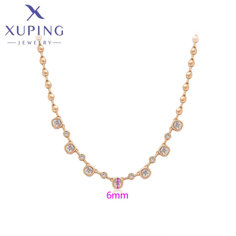 Xuping Jewelry New Arrival Square Stone Length 45cm Necklace of Light Gold Color Necklaces for Women Exquisite Gift X000849111