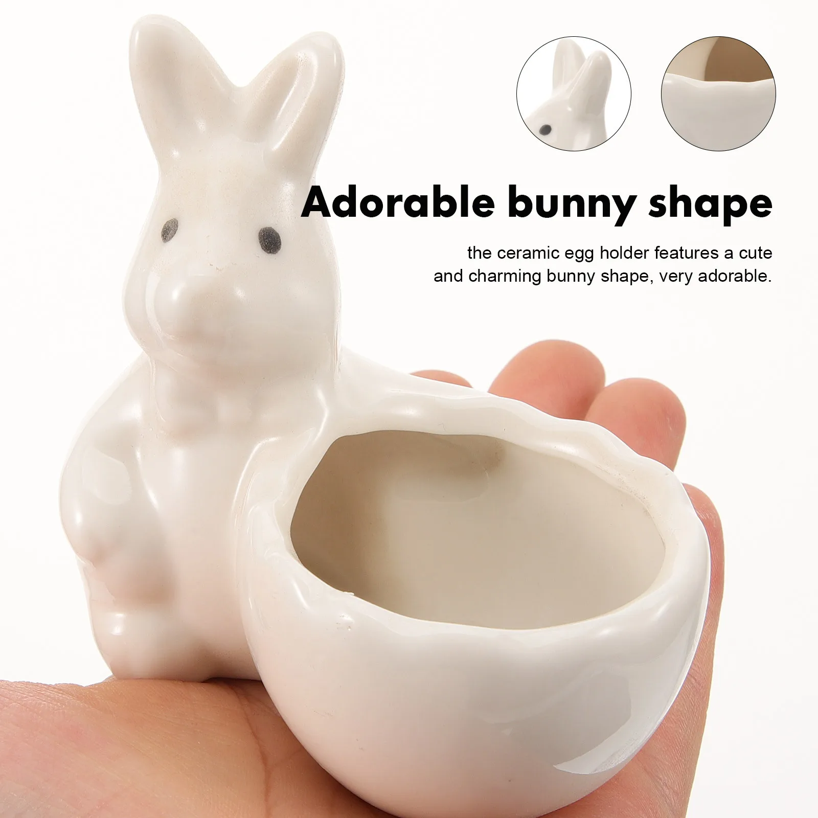 

Ceramic Egg Holder Adorable Rabbit Shape Egg Cup for Boiled Eggs Small Items Storage Easter Decor Gift Rabbit Shape Decor