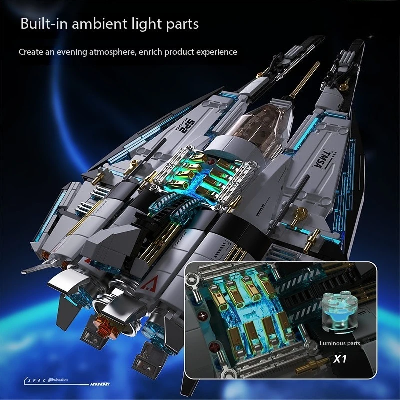 739pcs Galaxy Starship Bouwsteen Set Space Battle Explorer Starfighter Model Kits Met LED Licht STEM Speelgoed Gift Kids volwassenen