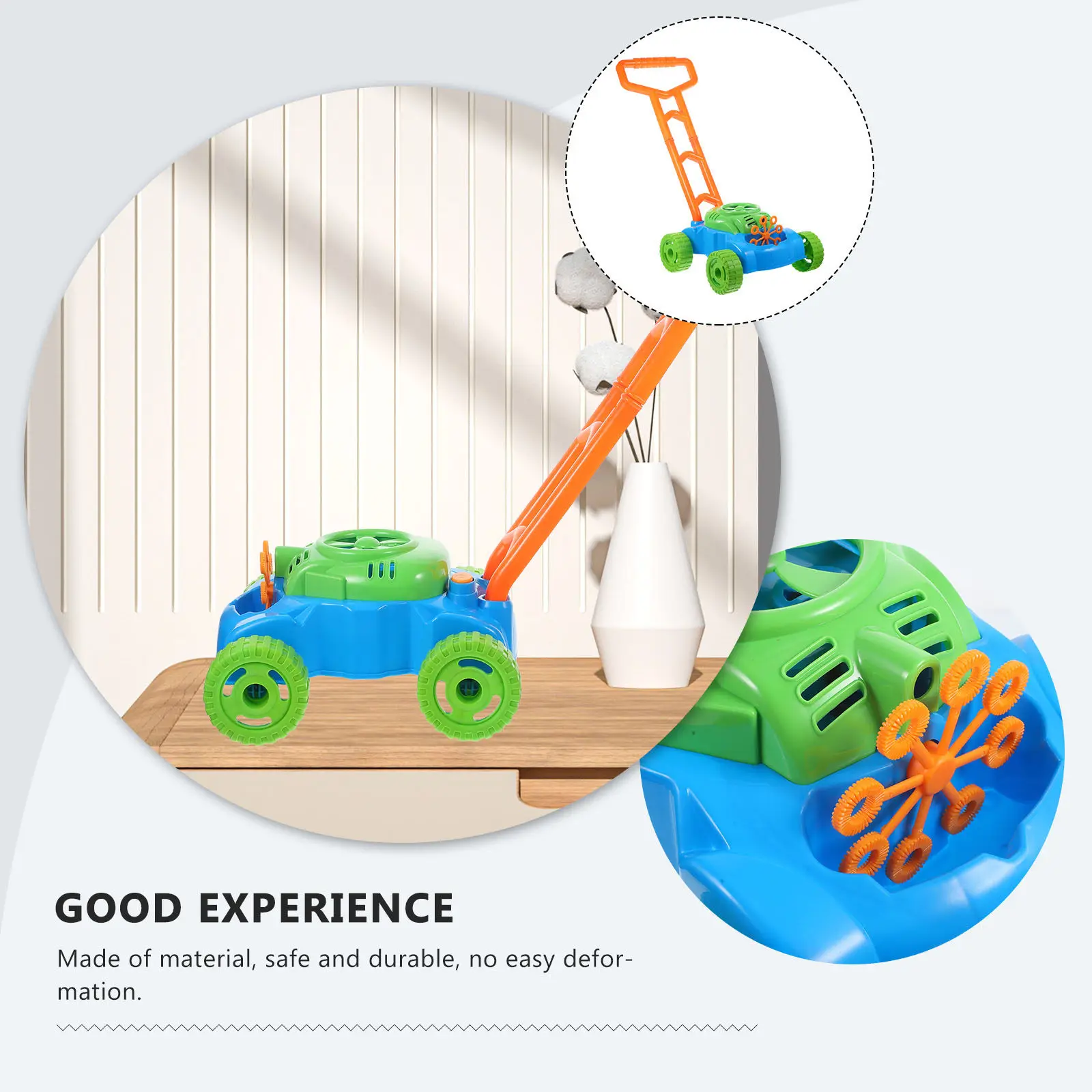 

1Pcs Bubble Mower for Toddlers Automatic Bubble Machine Push Along Sound Feature Lawn Play Activity Outdoor Fun Bright Colors