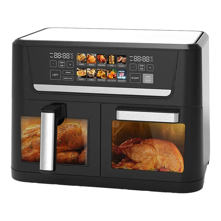 

Large family 12 liter bottom heating color screen double deep fryer 8L 9L 10L 11L 13L 2 in 1 12L half oven air fryer