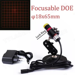 Technologie laser pour le positionnement de la pierre du bois, point focalisable carré, grille 10x10, D18 x 65mm, 660nm, rouge, 10mw, 30mw, 50mw, 100mw, 150mw