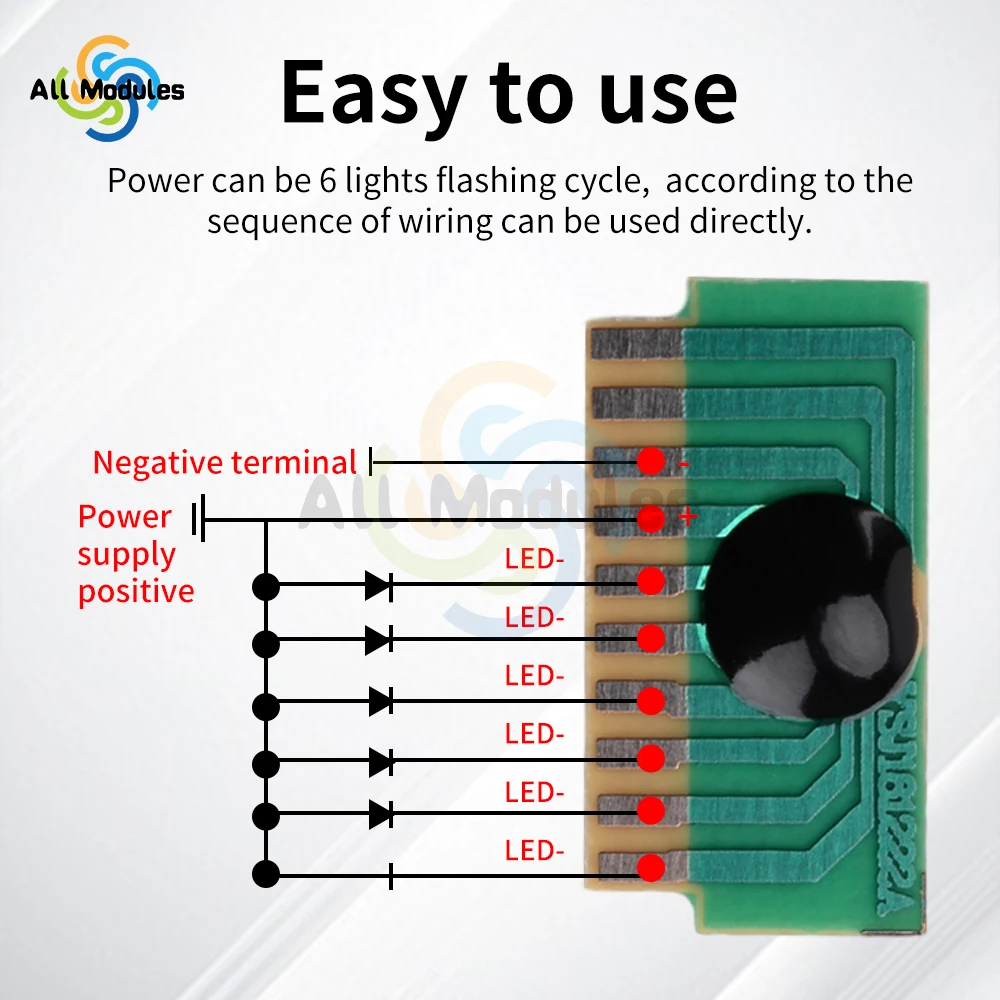 5PCS/lot DC3-5V 6-Channel LED Flashing 6-Channel Running Light Scrolling Light Control Module