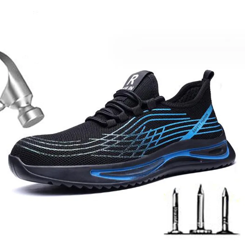 Men labor protection shoes anti-smash anti-puncture summer mesh surface breathable protective shoes safety shoes M1145