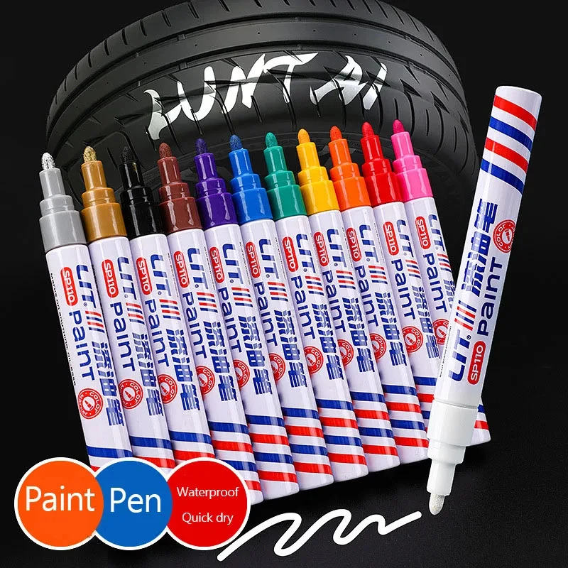 Bunter 8/12-Farben Auto-Lackstift, Lackentferner, Permanentmarker für Fahrzeugreifen, CD, Metall, für Autostyling