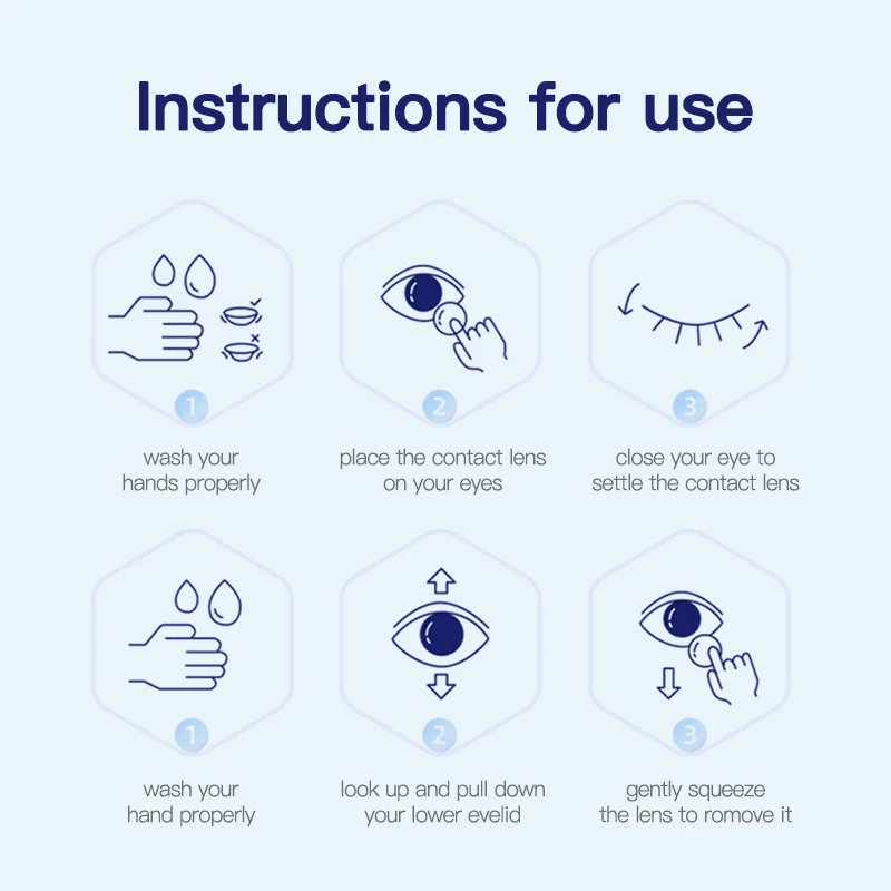 （-1.00~-8.00) Lentes de contato para correção de dioptria de visão com lentes de lentes de prescrição de energia miopia lentes de contato