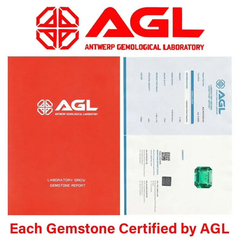 حجر الزمرد الكولومبي المزروع في المختبر، جودة عالية، تخفيضات متعددة متوفرة لقطع اليد الحرارية المائية، شهادة AGL قابلة للاختيار