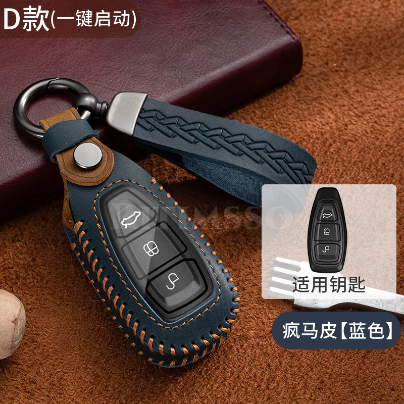 Étui en cuir véritable pour clé télécommande de voiture, pour Ford Focus 3 4 ST Mondeo MK3 MK4