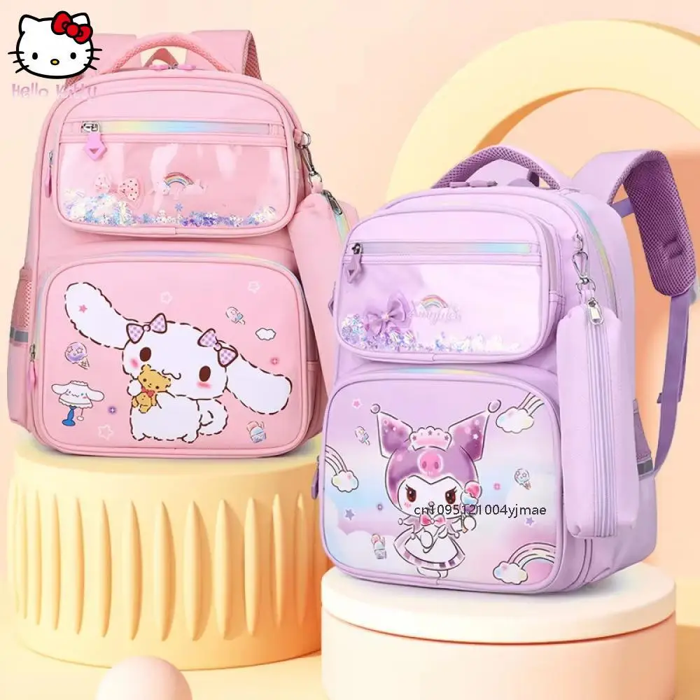 

Sanrio Student Schoolbag Girl Lightweight Backpack Multiple Compartments Large Capacity Schoolbag Pencil Case Kuromi Cinnamoroll