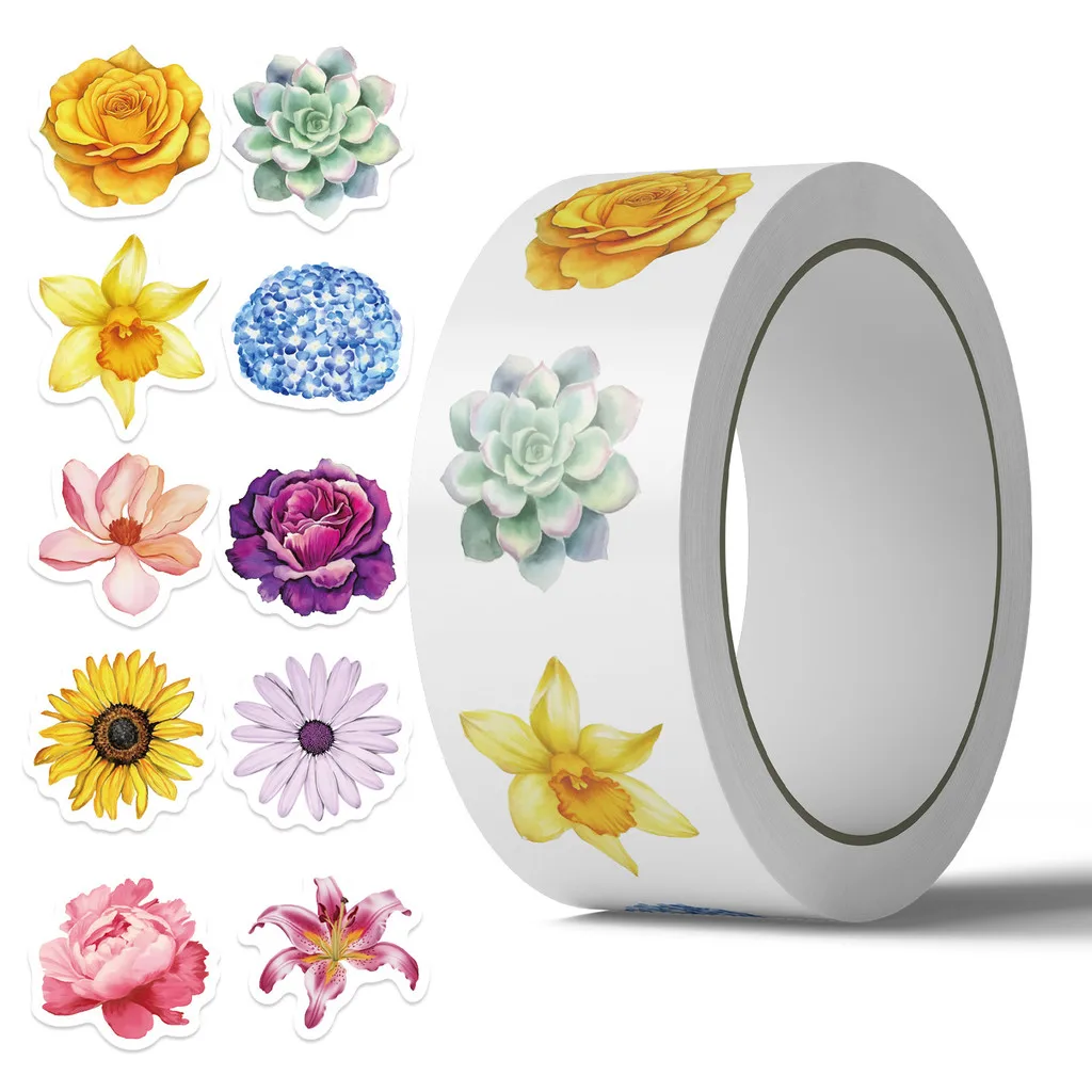500 Stück/Rolle Trendiges Cartoon-Washi-Tape mit reichen Blumen – luxuriöses Blumendekor für Tagebuch und Umschlagversiegelung (Anime Worlds Store)