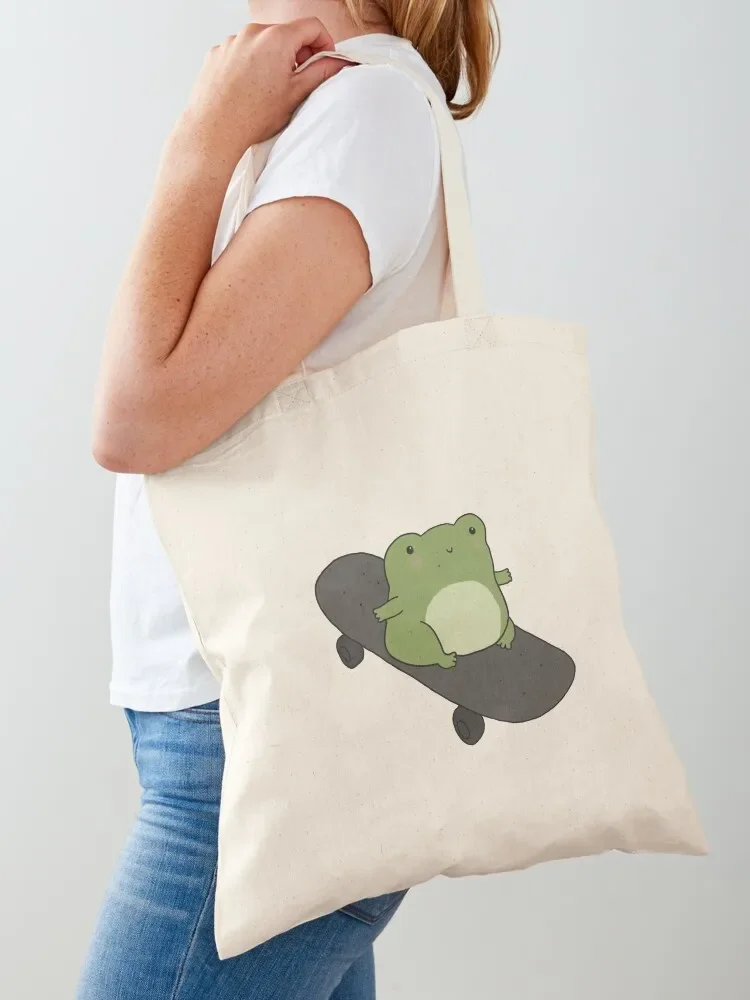 Kawaii Cottagecore Skateboarding Frog: Skater Gift for Kids, Youth, Teens, Juniors, Boys, and Girls Who Love Froge Spor Tote Bag