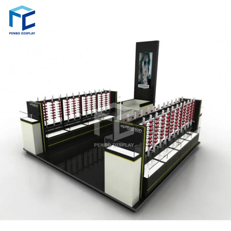 2025customized.Best Selling Fashion Shop Decoration Design Mall Eyeglasses Display Rack Glasses Kiosk Sale Optical Kiosk Des