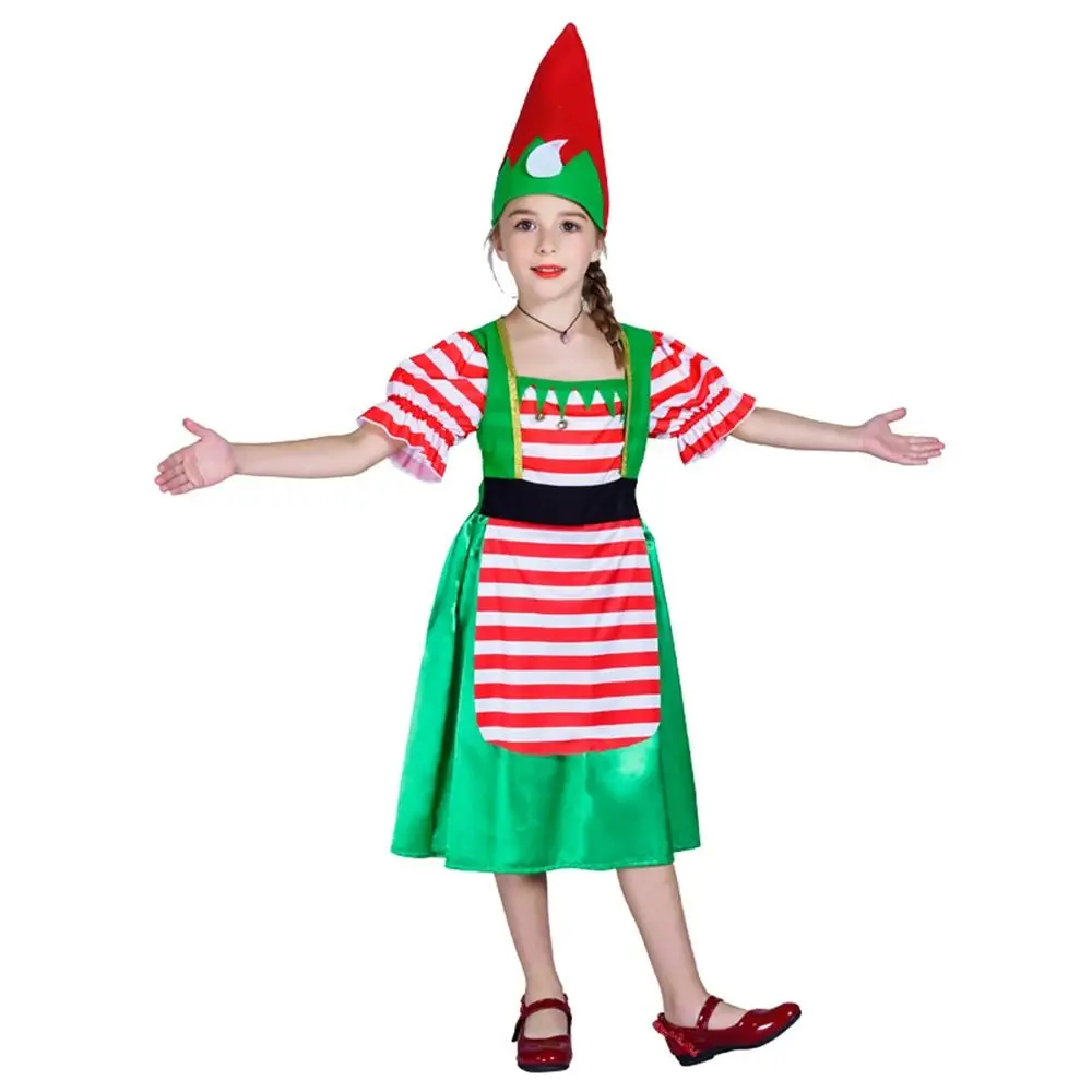 

Christmas Children Cosplay Cute Princess Dresses Hat Suit Girls' Xmas Carnival Party Stage Performance Santa Elf Costume Outfits