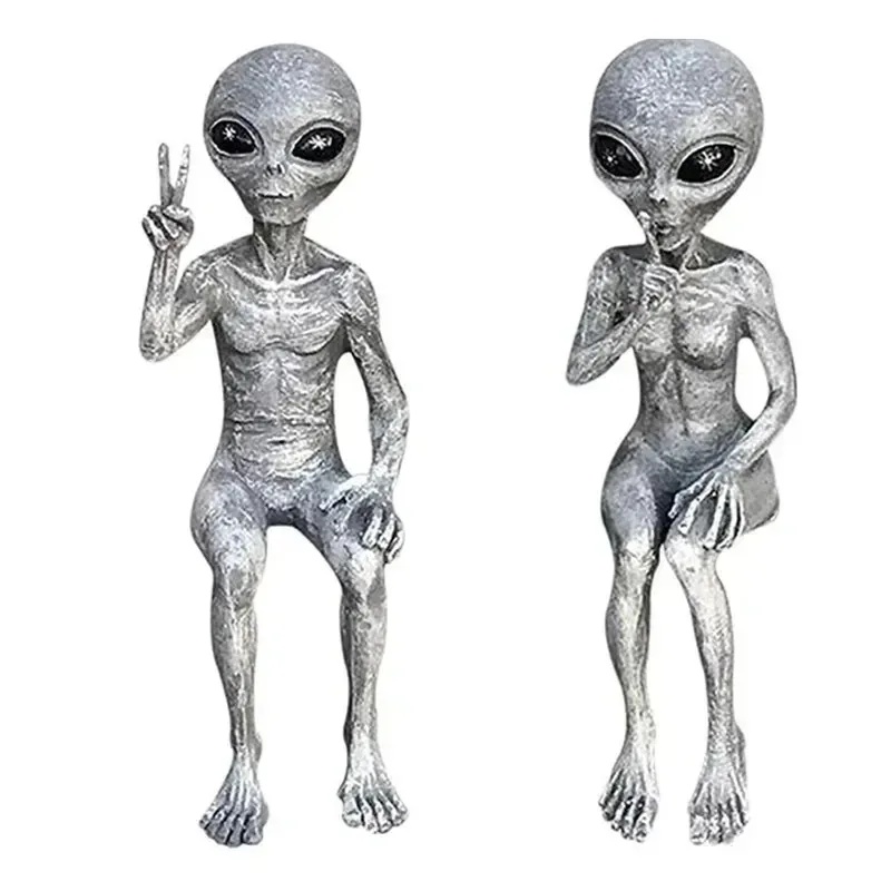 مضحك الراتنج الغريبة تمثال في الهواء الطلق حديقة الديكور UFO قزم النحت سطح المكتب ديكور المنزل لجميع القديسين عيد الميلاد الحلي