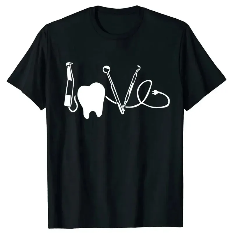 Heartbeat Dentist Dental Assistant T Shirt Unisex Style Shirts for Women Men Clothing Casual T-shirts Harajuku Graphic T Shirts