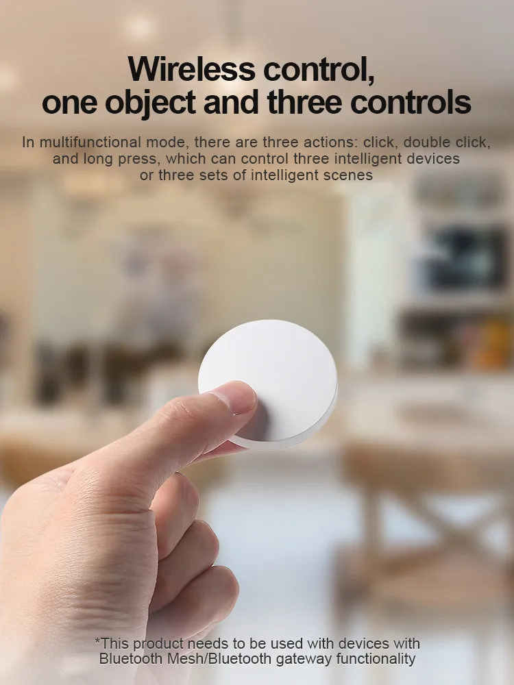 Timethinker PTX-Mini interruptor inalámbrico inteligente, conexión Bluetooth, botón remoto, trabajo de seguridad para el hogar con la aplicación Xiaomi Mi home
