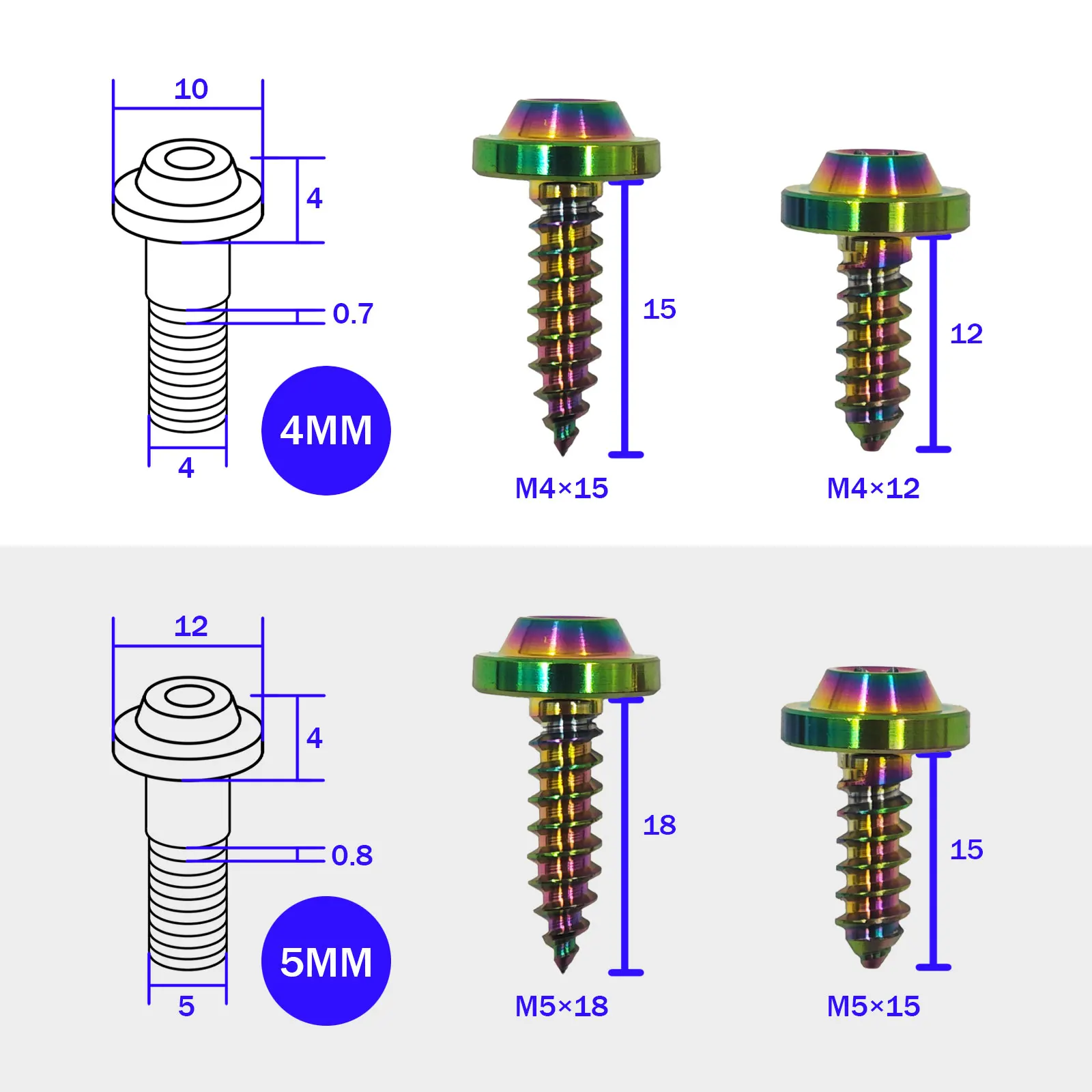 Bolt M4 X12 15mm M5 X 15 18mm Self-tapping Torx Screws For Bike Motorcycle Car Boat Ti Fasteners