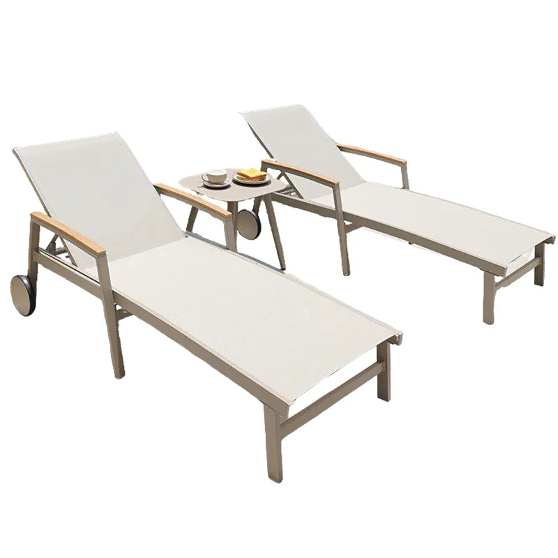 Outdoor Chaise Lounges Villa Courtyard Outdoor Pool Teslin Mesh Bed