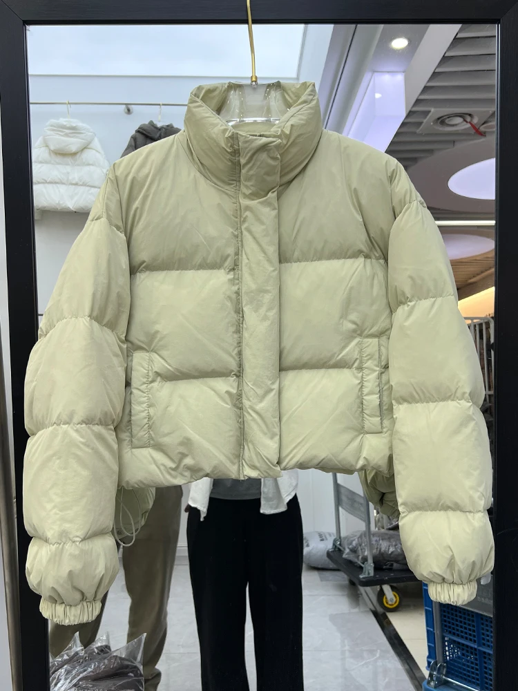 Winter neue koreanische Version kurzer Stil Stehkragen Daunenjacke Damen dicker warmer und gemütlicher weißer Entendaunenmantel trendy