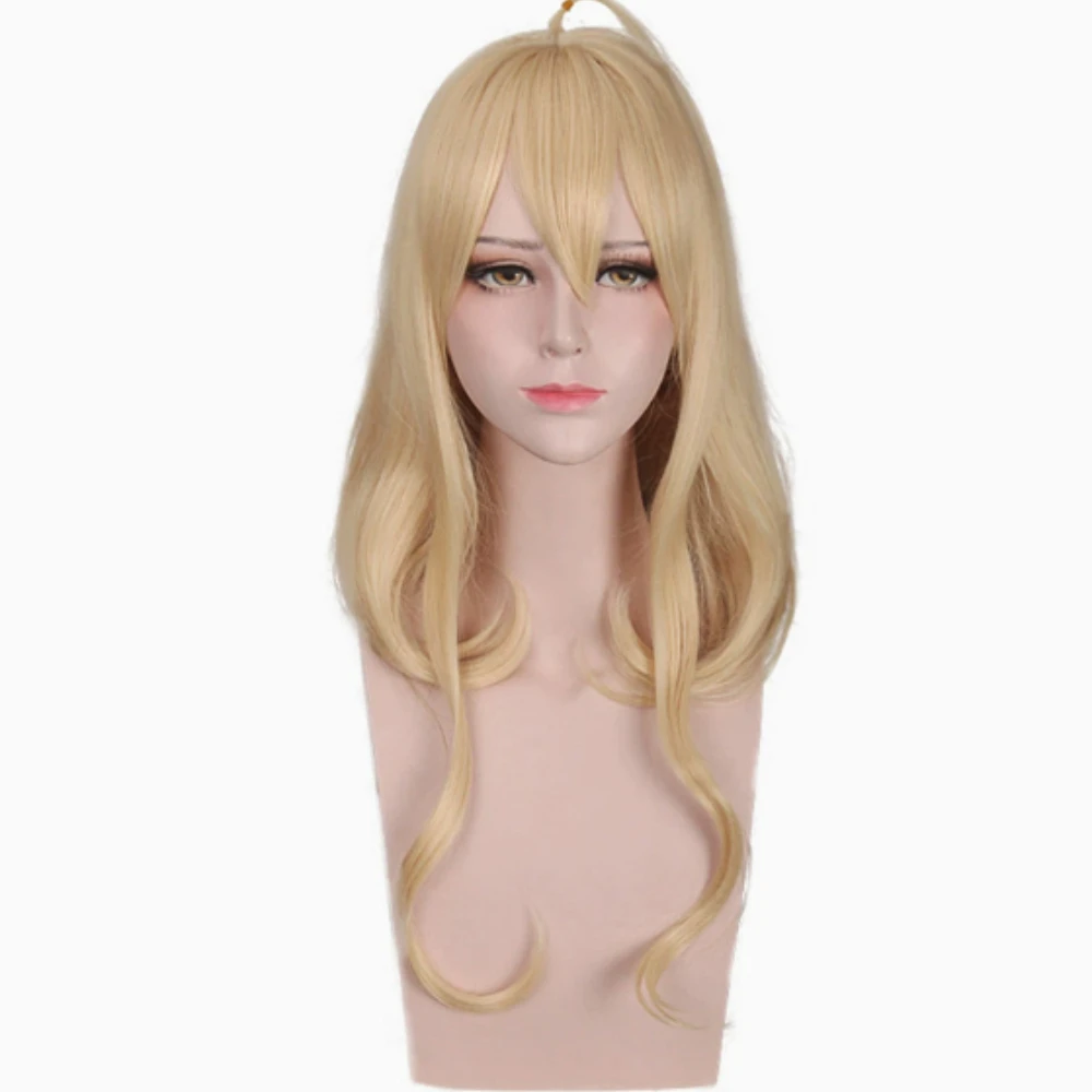 

Danganronpo Akamatsu Kaede's yellow slightly curly long hair cosplay anime wig