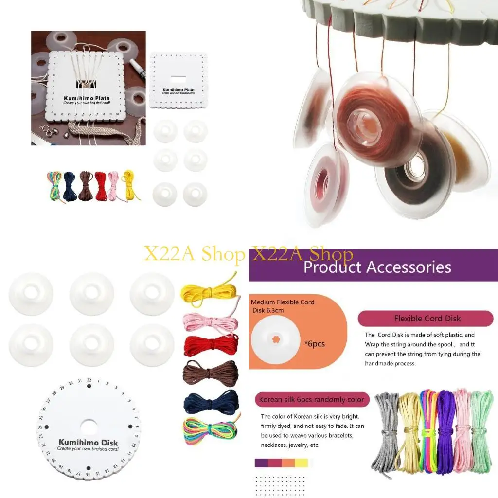 Unique Rotary Round Square Braiding Plate Kumihimo Weaving Knitting Cord Disk Jewelry Foam Board for Handmade Craft DIY Tools